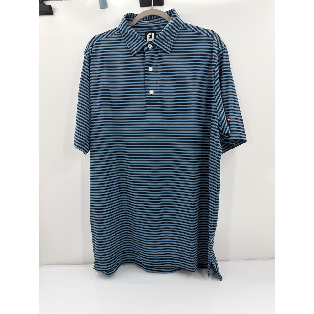 FootJoy‎ Mens ProDry Performance Striped Golf Polo Shirt Blue Navy Large FJ